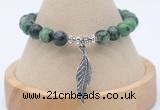 CGB7821 8mm ruby zoisite bead with luckly charm bracelets