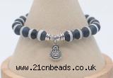 CGB7836 8mm matte Tibetan agate bead with luckly charm bracelets