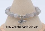 CGB7838 8mm grey banded agate bead with luckly charm bracelets