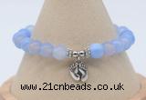 CGB7839 8mm blue banded agate bead with luckly charm bracelets