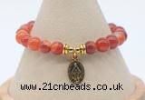 CGB7843 8mm red banded agate bead with luckly charm bracelets