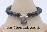 CGB7845 8mm black banded agate bead with luckly charm bracelets