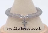 CGB7853 8mm grey agate bead with luckly charm bracelets