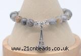 CGB7858 8mm silver needle agate bead with luckly charm bracelets