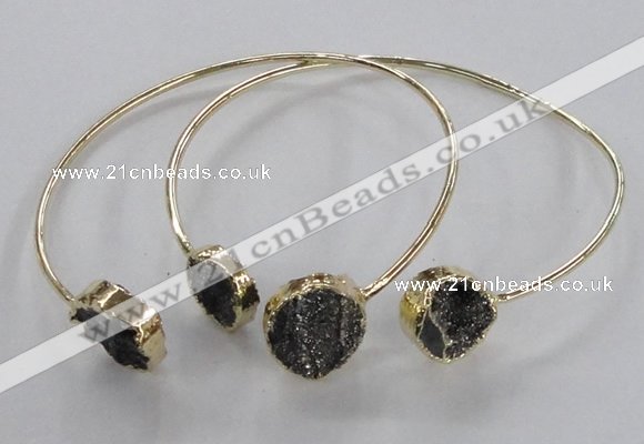 CGB797 12mm - 14mm coin druzy agate gemstone bangles wholesale