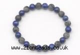 CGB8035 8mm lapis lazuli & matte black labradorite beaded stretchy bracelets