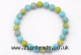 CGB8038 8mm blue howlite, blue & green sea sediment jasper beaded stretchy bracelets