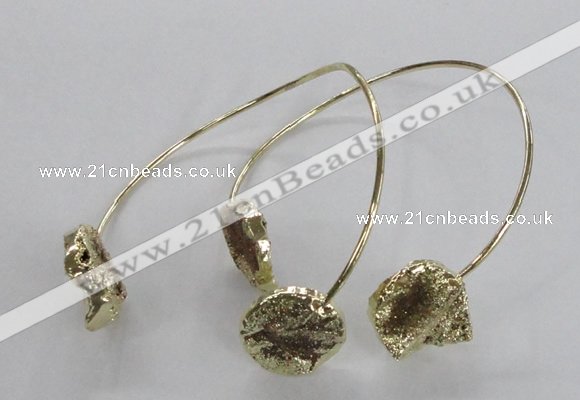 CGB804 18mm - 20mm coin plated druzy agate gemstone bangles