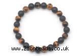 CGB8050 8mm grade AA yellow tiger eye & matte black agate beaded stretchy bracelets