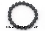 CGB8079 8mm matte black agate & black lava beaded stretchy bracelets