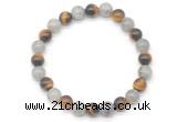 CGB8088 8mm matte yellow tiger eye & labradorite beaded stretchy bracelets