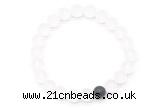 CGB8089 8mm matte white crystal & matte black agate beaded stretchy bracelets