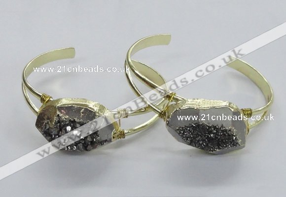 CGB810 25*30mm – 25*35mm freeform plated druzy agate bangles