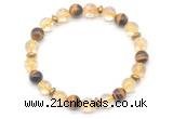 CGB8102 8mm citrine, yellow tiger eye & hematite power beads bracelet