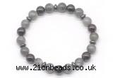 CGB8109 8mm labradorite, garnet & hematite power beads bracelet