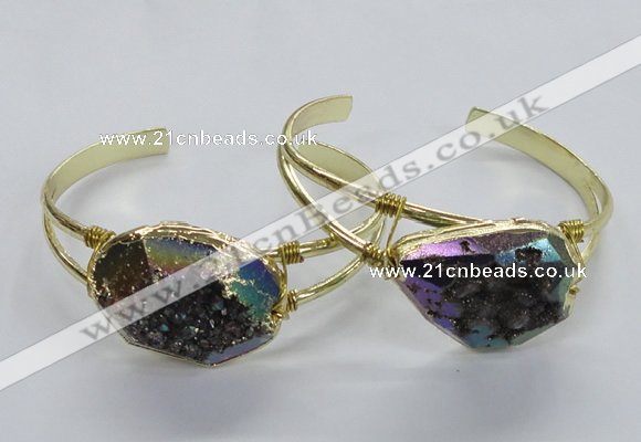 CGB811 25*30mm – 25*35mm freeform plated druzy agate bangles