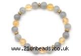 CGB8110 8mm labradorite, citrine & hematite power beads bracelet