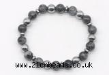 CGB8116 8mm black labradorite & hematite power beads bracelet