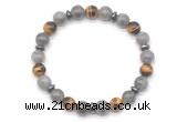 CGB8120 8mm labradorite, yellow tiger eye & hematite power beads bracelet