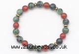 CGB8122 8mm ruby zoisite, red agate & hematite power beads bracelet