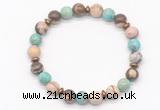 CGB8124 8mm zebra jasper, blue sea sediment jasper & hematite power beads bracelet