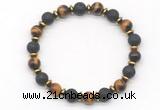 CGB8135 8mm yellow tiger eye, black lava & hematite power beads bracelet