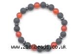 CGB8148 8mm matte black agate, red agate & hematite power beads bracelet