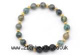 CGB8178 8mm African turquoise & black lava beaded stretchy bracelets