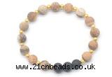 CGB8193 8mm matte picture jasper & black lava beaded stretchy bracelets