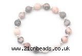 CGB8201 8mm pink zebra jasper & white lava beaded stretchy bracelets