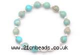 CGB8202 8mm blue sea sediment jasper & white lava beaded stretchy bracelets