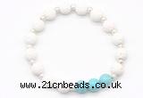 CGB8204 8mm white lava & blue howlite beaded stretchy bracelets