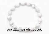 CGB8205 8mm matte white howlite & white lava beaded stretchy bracelets