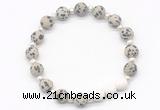 CGB8209 8mm matte dalmatian jasper & white lava beaded stretchy bracelets