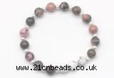 CGB8221 8mm rhodonite & white howlite beaded stretchy bracelets