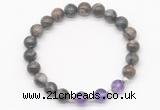 CGB8222 8mm grey opal & amethyst beaded stretchy bracelets