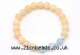 CGB8227 8mm honey jade & aquamarine beaded stretchy bracelets
