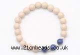 CGB8233 8mm white fossil jasper & lapis lazuli beaded stretchy bracelets