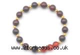 CGB8238 8mm brecciated jasper & red agate beaded stretchy bracelets