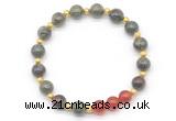 CGB8239 8mm dragon blood jasper & red agate beaded stretchy bracelets