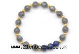 CGB8254 8mm gradr AA labradorite & lapis lazuli beaded stretchy bracelets