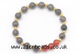 CGB8256 8mm rainbow labradorite & red agate beaded stretchy bracelets