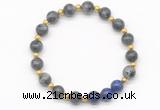 CGB8257 8mm black labradorite & lapis lazuli beaded stretchy bracelets