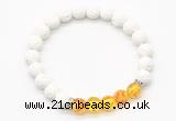 CGB8271 8mm white lava & synthetic amber beaded mala stretchy bracelets