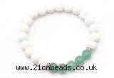 CGB8275 8mm white lava & green aventurine beaded mala stretchy bracelets