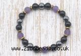 CGB8322 8mm matte amethyst, black onyx & hematite energy bracelet