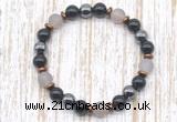 CGB8323 8mm matte grey agate, black onyx & hematite energy bracelet