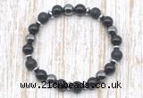 CGB8324 8mm matte black onyx, black onyx & hematite energy bracelet