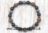 CGB8327 8mm matte bronzite, black onyx & hematite energy bracelet