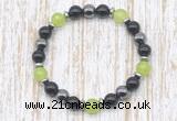 CGB8337 8mm candy jade, black onyx & hematite energy bracelet